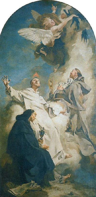PIAZZETTA, Giovanni Battista Saints Vincenzo Ferrer, Hyacinth and Louis Bertram Norge oil painting art